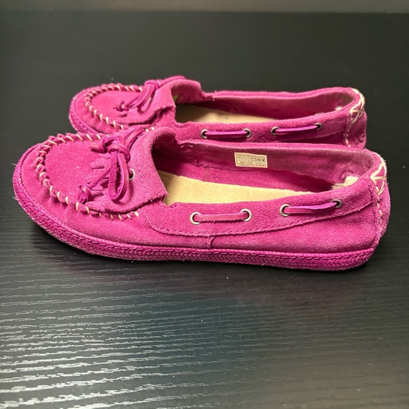 UGG Australia 1006084K Kids Annika Moccasins Suede Slip on Shoe Slipper Pink 1 - Picture 3 of 7